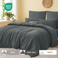 XLLX Donkergrijs Dekbedovertrekset, 200x220 cm/80x80 cm x 2 Zachte Dubbele Geborstelde Beddengoedset, Met Rits, 3 Stuks, Inclusief 1 Dekbedovertrek & 2 Kussenslopen, Geen Dekbed