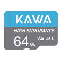 KAWA 64 GB microSDXC geheugenkaart, microSD kaart met hoge duurzaamheid voor videobewaking, A1, U3, Class 10, V30, TF kaart met hoge snelheid voor dashcam, beveiligingscamera, babyfoon, telefoons, tablets, drones