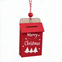 2 Stuks gecarveerde houten kerstbrievenbus hangornamenten, houten hangdecoratie voor kerstboomdecoratie, hangwerkzaamheid voor kerstfeestdecoratie