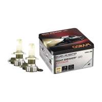 OSRAM NIGHT BREAKER LED Vintage H4 + R2 adapter, 3000K, warmwitte kleurtemperatuur, tot 330% meer helderheid, voor klassieke auto's