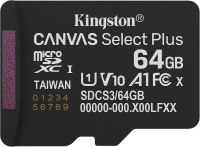 Kingston Canvas Select Plus microSD geheugenkaart 64 GB micSDXC Gen3 100R A1 Enkele verpakking zonder ADP   SDCS3/64GBSP