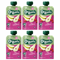 Organix Bio Peer & Framboos 6+ Maanden Knijpzakjes 100 g x 6