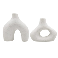 Set van 2 witte keramische vazen, dubbele bergvorm, 19 cm/7.4In en 14 cm/5.51In, moderne boho Scandinavische minimalistische decoratie voor woonkamer, bruiloft, eettafel, feest, kantoor en slaapkamer