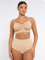 FeelinGirl bestverkochte alledaagse naadloze comfortabele draadloze gerimpelde buste anti verslapping beha ongevoerde zachte beha voor dames M licht huid, koppelcadeau perfect cadeau