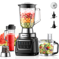 HoninJoy All in One Blender & Keukenmachine, 10 in 1 Professionele Blender voor Smoothies, Ijs Crush, Deegbereiding, Hakken, Malen, Snijden & Raspelen, Vaatwasserbestendig voor Keuken en Huishoudelijk Gebruik