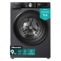 Hisense WF3S9043BB3 vrijstaande wasmachine   9 kg capaciteit   1400 tpm centrifugeersnelheid   energiezuinig   zwart