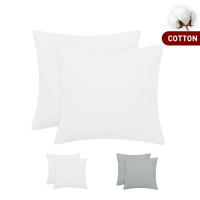 XLLX Basics 65x65 cm Kussenslopen Set van 2, 100% Katoen, Zacht en Ademend, Envelopsluiting, Wit, Kussens Niet Inbegrepen
