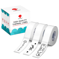 Phomemo 40x14 mm labelnavulling voor D30 labelprinter   zwart op wit   3 rollen per verpakking