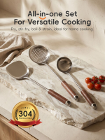 PURE COOK 304 roestvrijstalen wokgereedschapset wokspatel schuimspaan soeplepel met houten handvat alleen handwas thuis koken keukengereedschap huishoudelijk 14,96 inch 14,96 inch 13,39 inch 3 delig inclusief houten handvat