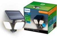 PHILIPS UltraEfficient Zyren Wandlamp   Solar Beveiligingslamp   Bewegingssensor   Helder wit licht: 5000K   24,5 W   Zwart   Twee lichtstanden   Schemersensor   Zonne energie   Waterbestendig