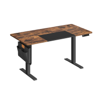 Ochama Elektrisch bureau met 4 geheugenstanden – 140 x 60 cm, traploze hoogteverstelling, USB C aansluiting, Vintagebruin & Inktzwart – moderne werkplek upgrade, 140×60×（71 120）cm