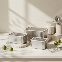PURE COOK 304 roestvrijstalen diepe voedselbewaarbakjes set meal prep picknick koelkastopslag lekvrije voedselcontainer huishoudelijke keukenorganizer vaatwasmachinebestendig 1000 ml 1800 ml 3000 ml 3 delig inclusief glazen deksel siliconen afdichtingen