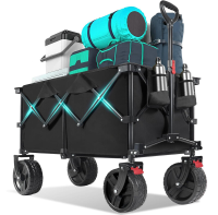 Sekey 200 l opvouwbare festivalbolderwagen met extra brede terreinwielen en rem, zwart