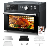 OIMIS heteluchtfriteuse oven met 21 voorinstellingen, 30 L extra grote airfryer met draaispit en voedseldroger, geschikt voor 13