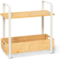 5Five Ordera Plankeenheid met 2 Bamboe Dienbladen   30 x 14 x 30 cm, klei