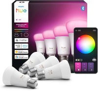 Philips Hue Slimme LED A60 lamp, Wit en Gekleurd Licht, E27 Fitting, 4 pack