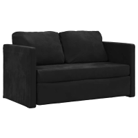 VidaXL slaapbank vloermodel   2 in 1, fluweel zwart, 122 x 204 x 55 cm