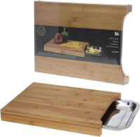 Excellent Houseware Bamboe Snijplank met RVS Verzameltray   35 x 25 x 4 cm