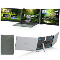 Blackview DCM6 PRO draagbare monitor, 14 inch dual screen laptop extender, Full HD, drie schermen laptop monitor, compatibel met 13–17,3 inch laptops