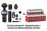 DJI Osmo Pocket 4P   standaard combo + Ochama AA alkalinebatterijen 40 pack   voordeelbundel