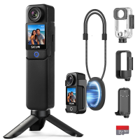 【Terug naar school】SJCAM C300 4K actioncamera, tot 7 uur accuduur, 6 assige stabilisatie, actioncamera met dubbel scherm, 30 m waterdicht, accessoireset inbegrepen, vlogcamera, zwart