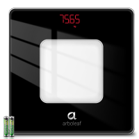 Arboleaf CS20H ​​Digitale Personenweegschaal, nauwkeurige gewichtsmeting, duidelijk digitaal display (in kg), uiterst nauwkeurige sensoren, duurzaam platform van gehard glas, geschikt voor thuis en in de badkamer, zwart