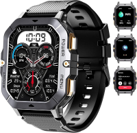 OUKITEL BT101 Zwarte Smartwatch 2,02 Inch | Bluetooth Bellen | Waterbestendige Fitness Tracker 410mAh | 100+ Sportmodi | Android & iOS Geschikt