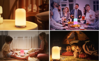 Arlgsite oplaadbaar led nachtlampje met 12 SMD leds, warmwit + RGB 7 kleuren, traploos dimbaar, 1 W 5 V 1 A ABS + metaal voor slaapkamer kinderkamer