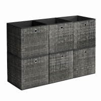 JOYFURNOS Set van 6 Vliesstof Organizerdozen met Handvat, Opbergdozen, voor Kubusrek, Rustiek Bruin en Zwart