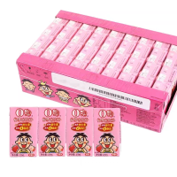 WANT WANT O Bubble Fruitmelksmaak Drank Aardbeiensmaak 125 ml x 4 x 9
