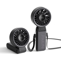 JISULIFE Draagbare handventilator Life 7, 5000 mAh oplaadbaar, krachtige motor, LED display, 19,5 uur koeling, 5 snelheidsstanden, opvouwbaar ontwerp, 3 in 1, zwart