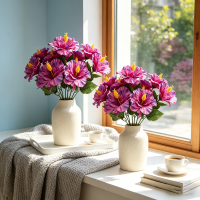 3 Stuks 17,8 in / 45 cm Kunstbloemen voor Buiten Kunstplanten Realistische Imitatie Hibiscus Tropische Bloem Zijdebloemen voor Buiten Plantenbak Veranda Terras Tuin Huisdecoratie (Fuchsia)