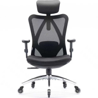 Sihoo M18 ergonomische bureaustoel, ademend gaas, hoge rugleuning, verstelbare hoofdsteun en lendensteun, rollerblade wielen (zwart)