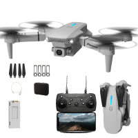 Facegle E88 Speelgoeddrone, Opvouwbare Quadcopter, High Definition Dubbele Camera Met Optische Flow Hoveren, Essentieel Cadeau Voor Beginners (FPV Mini Afstandsbestuurbare Drone   Grijs)