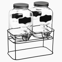 Secret de Gourmet glazen drankjesdispenserset   2 x 4 liter, zwart & transparant