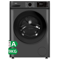 CHiQ 9 kg frontlader wasmachine, donkergrijs, energieklasse A, grote trommel 530 mm, 1400 toeren, 16 programma's, stoomwassen & 1 touch slim wassen JW95883G