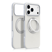 IM CHEN iPhone 18 Pro hoesje, compatibel met 17 Pro, huidvriendelijke aanraking, antislip frame, 360° draaibare standaardversie, zilver, 1 stuk