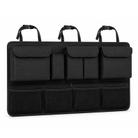 Oxerbog Opbergtas voor de kofferbak, ophangbare opbergtas met grote capaciteit en verstelbare riemen, afneembare opbergtas voor de achterbank, waterdichte, opvouwbare opbergtas met 4 vakken en 4 gaasvakken, interieuraccessoires voor SUV’s en pick ups, opb
