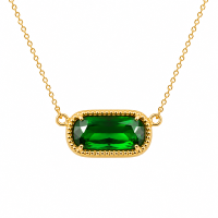 VoxorAI hypoallergene ketting met natuurstenen, zirkoonketting, sleutelbeenketting met kristallen hanger, groen voor alle seizoenen.
