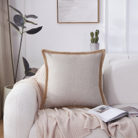 MEROPE, Polyester linnenlook kussenhoes, 50 x 50 cm, bleek, 1 stuk