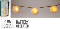 Koopman LED Ketting Papieren Bal   8 cm, Wit, 8 stuks
