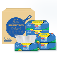 BREEZE Interfold keukenpapier, 2 laags, 76 vellen x 6 pakken, totaal 456 vellen, sterke olie  en waterabsorptie, voedselveilig, voor gaskookplaat, eettafel, afzuigkap, voedselverpakking