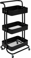 5Five Rollende kar   Zwart metaal, 3 laags, 45 x 36,5 x 86 cm