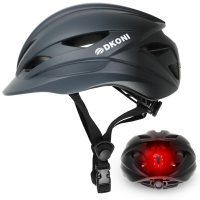 DKONI HS 086 fietshelm voor volwassenen met lamp   grijs zwart   maat M (55 58 cm)