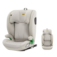 Jovikids Leon ISOFIX autostoel met hoge rugleuning i Size E4 R129 geschikt voor 100 150 cm (ong. 3 Tot 12 jaar oud) met geleider voor bevestiging, kap en gordelclip (beige)
