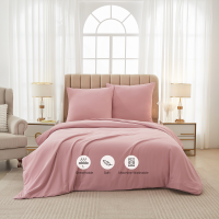Meeallhome gewassen geborstelde dekbedovertrekset 200×220 cm/80×80 cm×2 beige roze