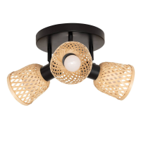 Atmosphera Lio Plafondlamp   3 Lampen, 25 cm, Metaal en Bamboe