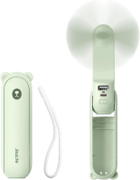 JISULIFE Mini Handventilator, 3 in 1 (Persoonlijke ventilator/2000 mAh oplaadbare powerbank/zaklamp) Zakelijk ontwerp voor buiten, Groen