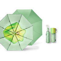 Beneunder BM397 drievoudig opvouwbare versterkte met zwart gecoate zonneparaplu, lichtgroene kleur
