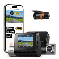 70Mai 2.7K Dashcam Voor en Achter A510 1, 1944P+1080P Dual Dashcam met Sony STARVIS 2, HDR nachtzicht, Slimme Autocamera met Ingebouwde GPS, 4 G LTE, ADAS, 24 uurs Parkeermodus, Spraak  & App bediening